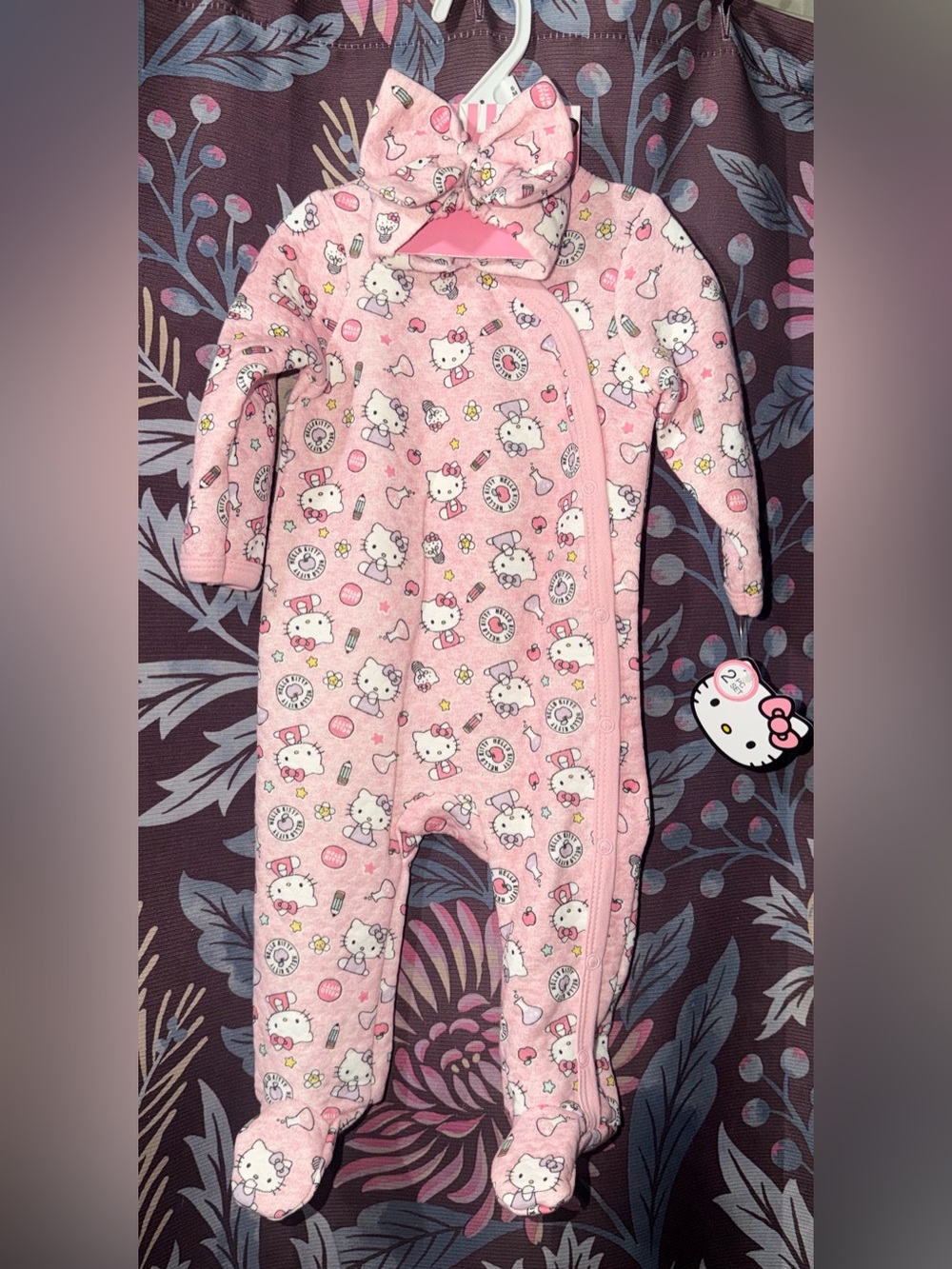Hello Kitty Pink Plush Footed One-Piece Romper